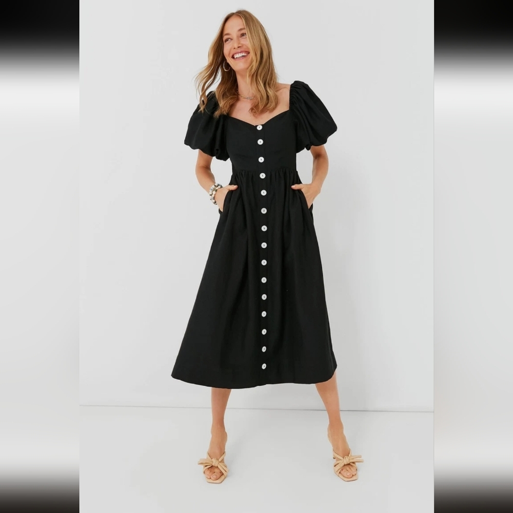 NWT Pomander Place Tuckernuck Black Alexis Midi Dress XXL Minimalist Luxury Chic